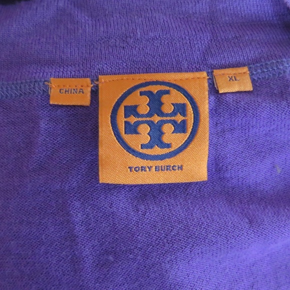 Purple Tory Burch Merino Cardigan, Gold Logo Buttons - Picture 7 of 9